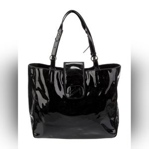 Salvatore Ferragamo Patent Leather Black Tote Medium Authentic